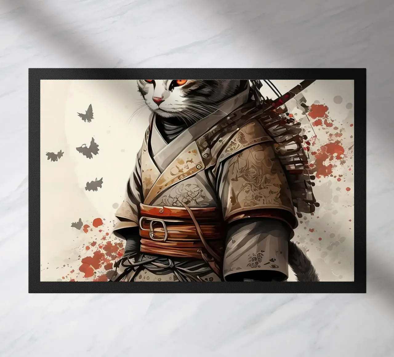 Samurai Cat doormat by diedrich