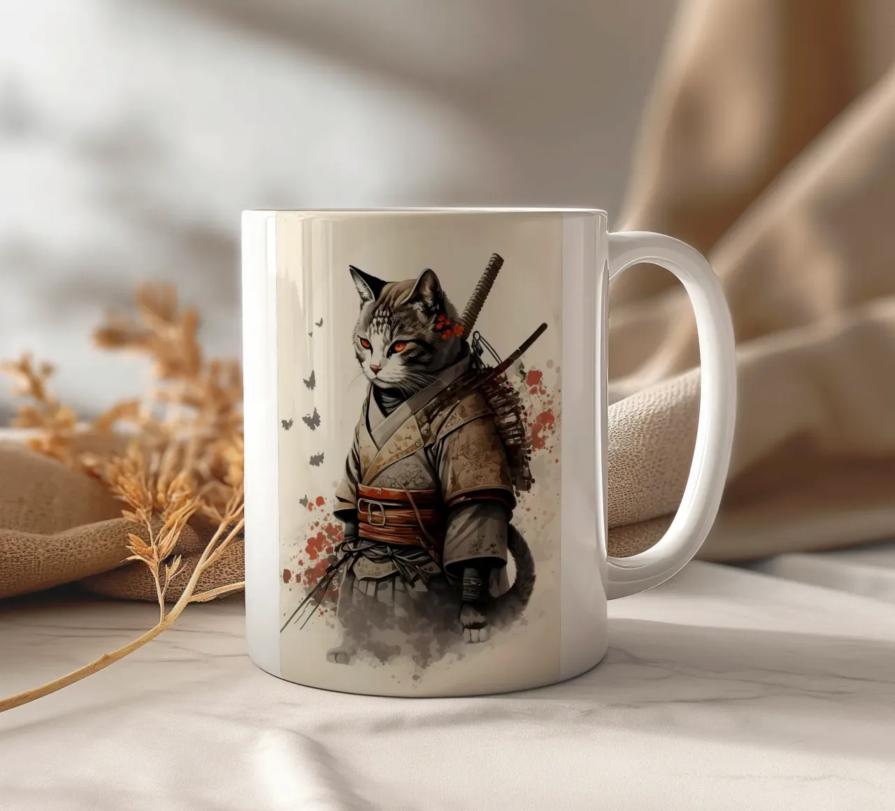 Gatto samurai tazza in ceramica da diedrich