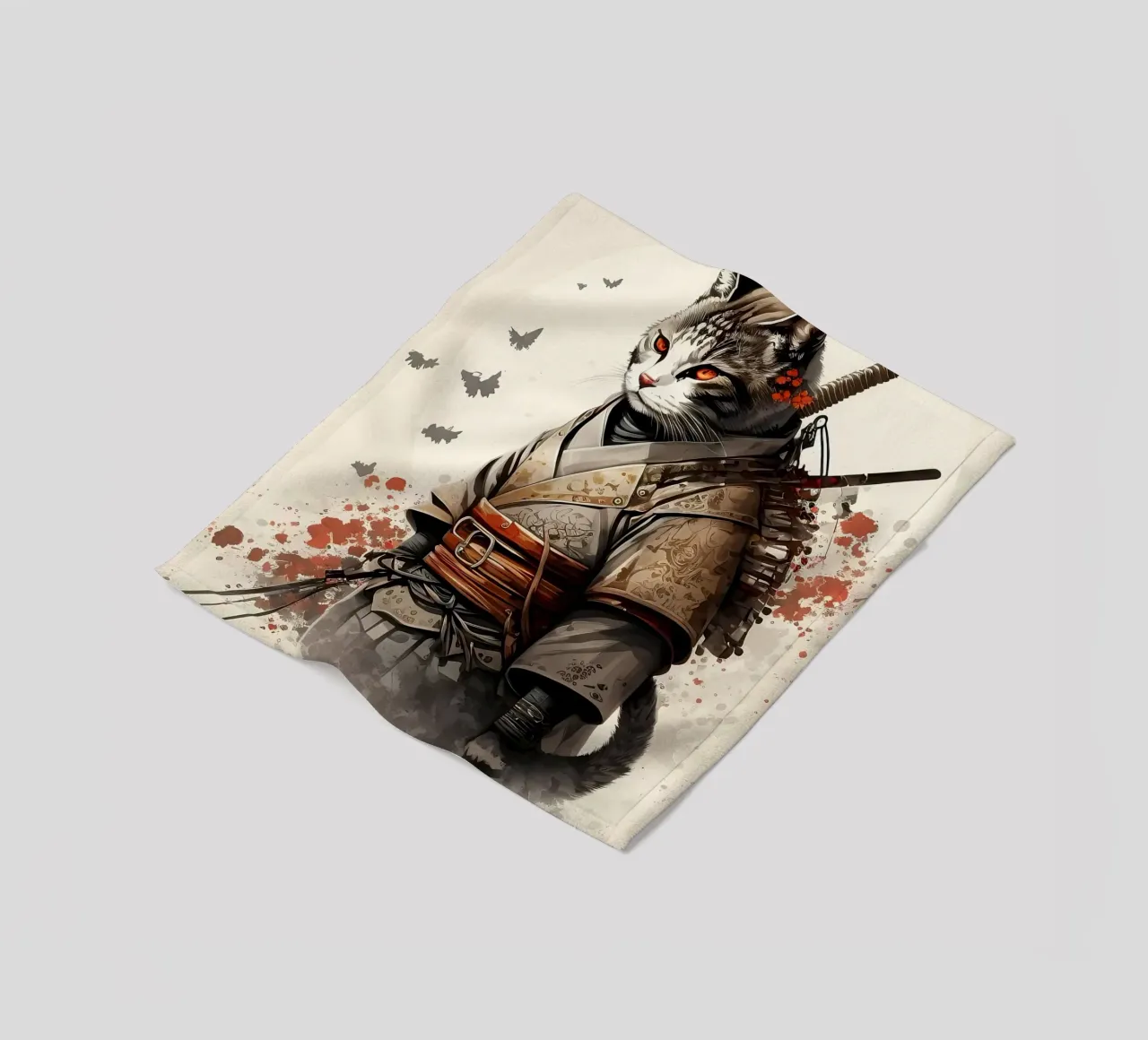 Gatto samurai coperta in pile da diedrich