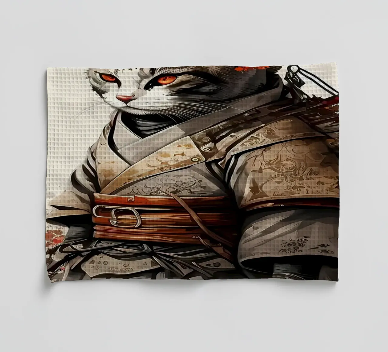 Chat samouraï torchon de diedrich