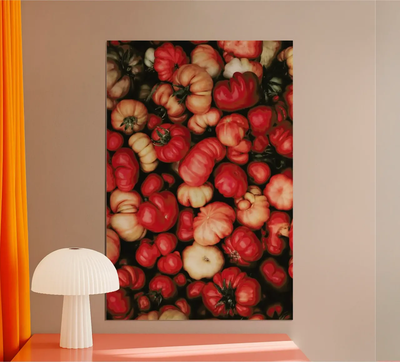 Tomato Rouge poster con telaio in alluminio da Ingrid Beddoes