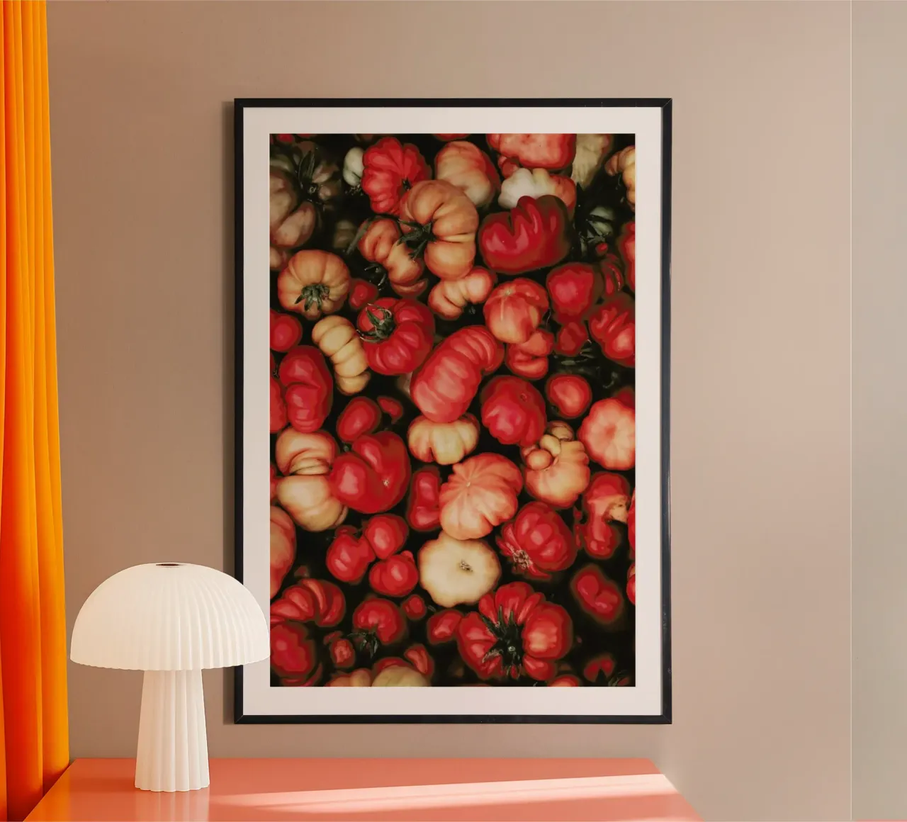 Tomato Rouge poster con telaio in alluminio da Ingrid Beddoes