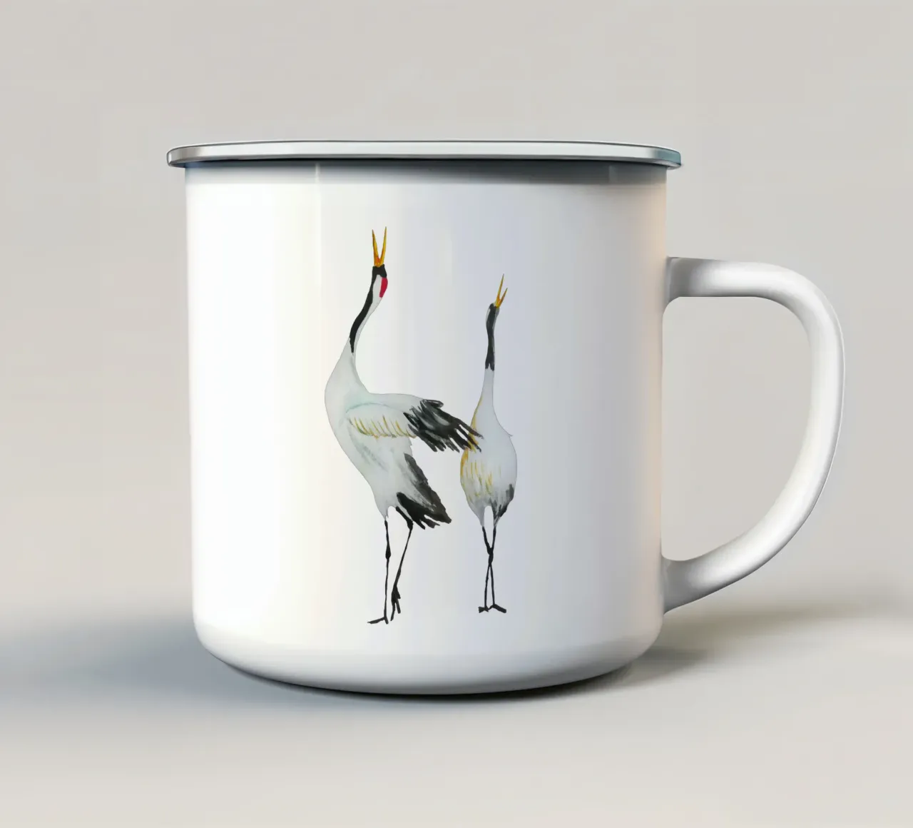 Japanese cranes tazza in smalto da Femke Zwaan