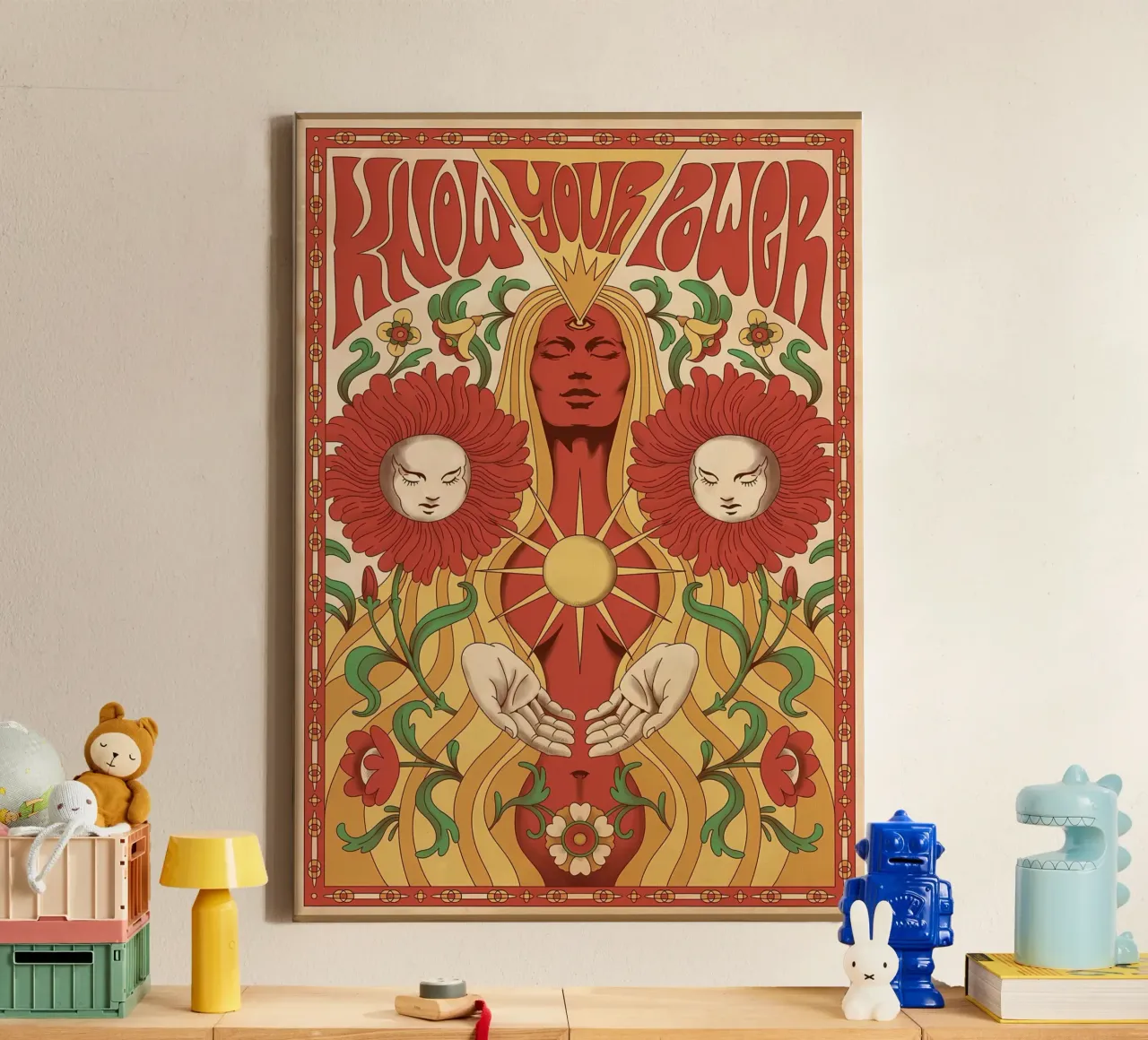 Femminismo Donne Potere Hippy tela con Cornice a cassetta da diedrich