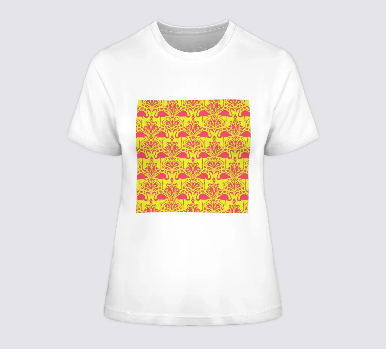 Flamingo Damask - yellow t-shirt ajusté pour femmes de Jacqueline Maldonado