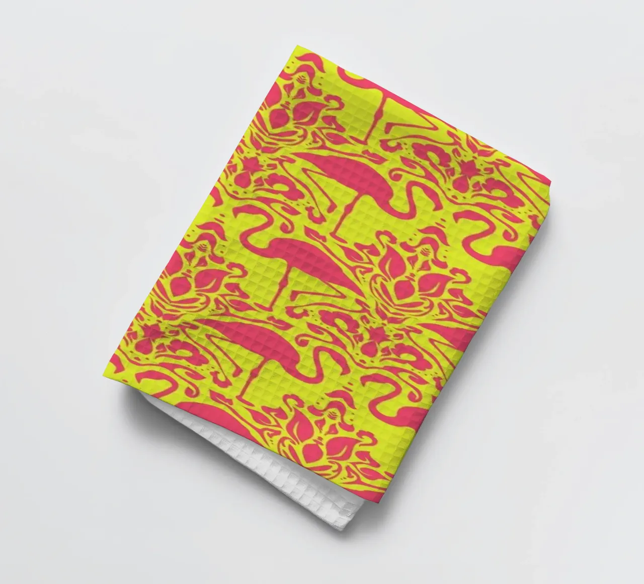Flamingo Damask - yellow canovaccio da cucina da Jacqueline Maldonado