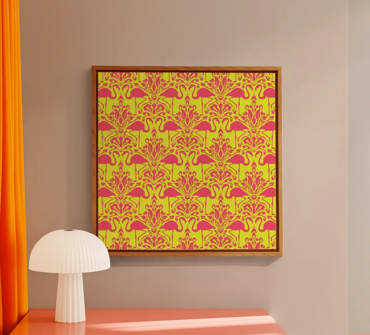 Flamingo Damask - yellow plexiglass da Jacqueline Maldonado
