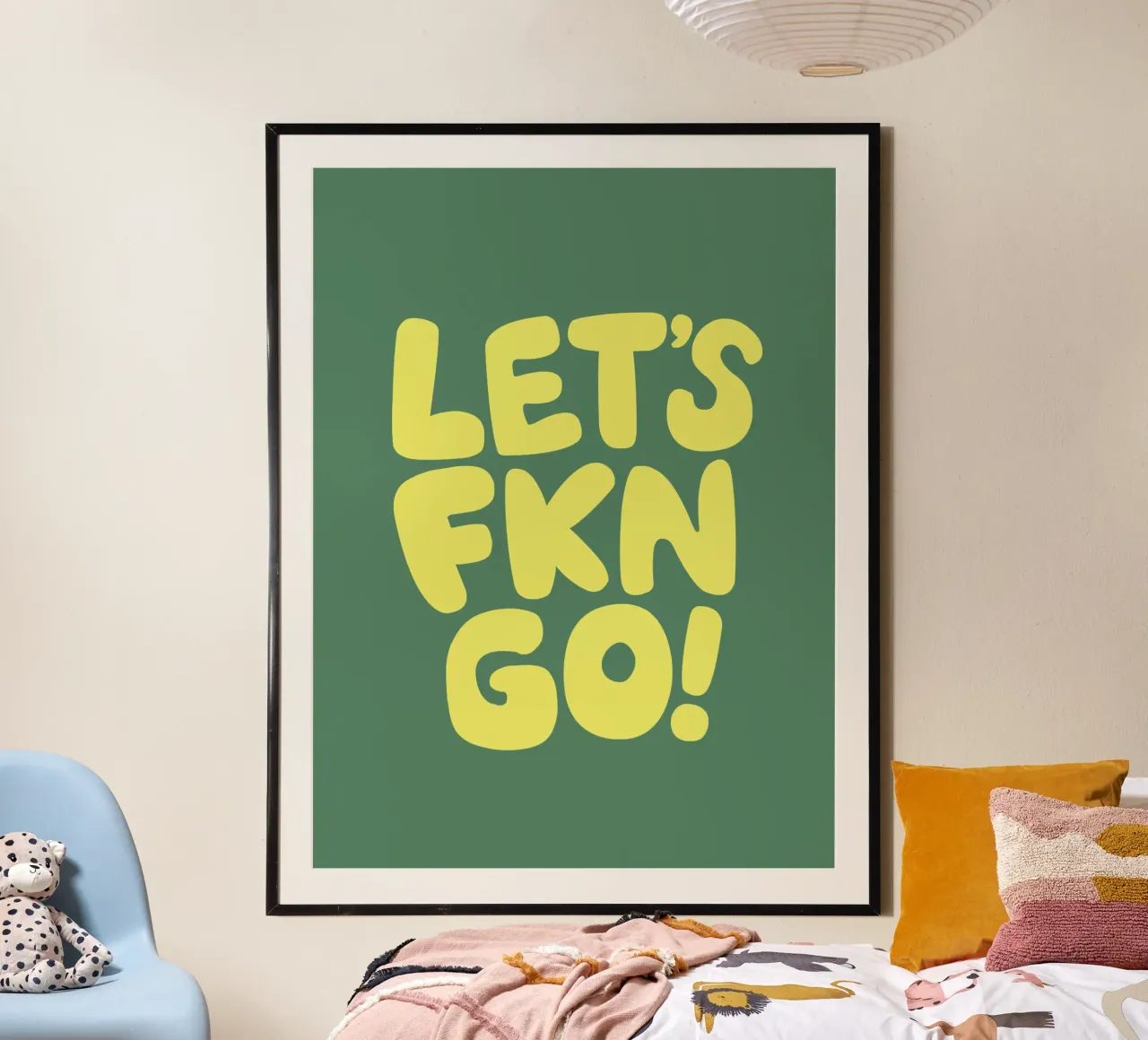 Lets Fkn Go Bold Modern Fun Sassy Motivational Lettering (Letteratura motivazionale) poster con telaio in alluminio da THE MOTIVATED TYPE