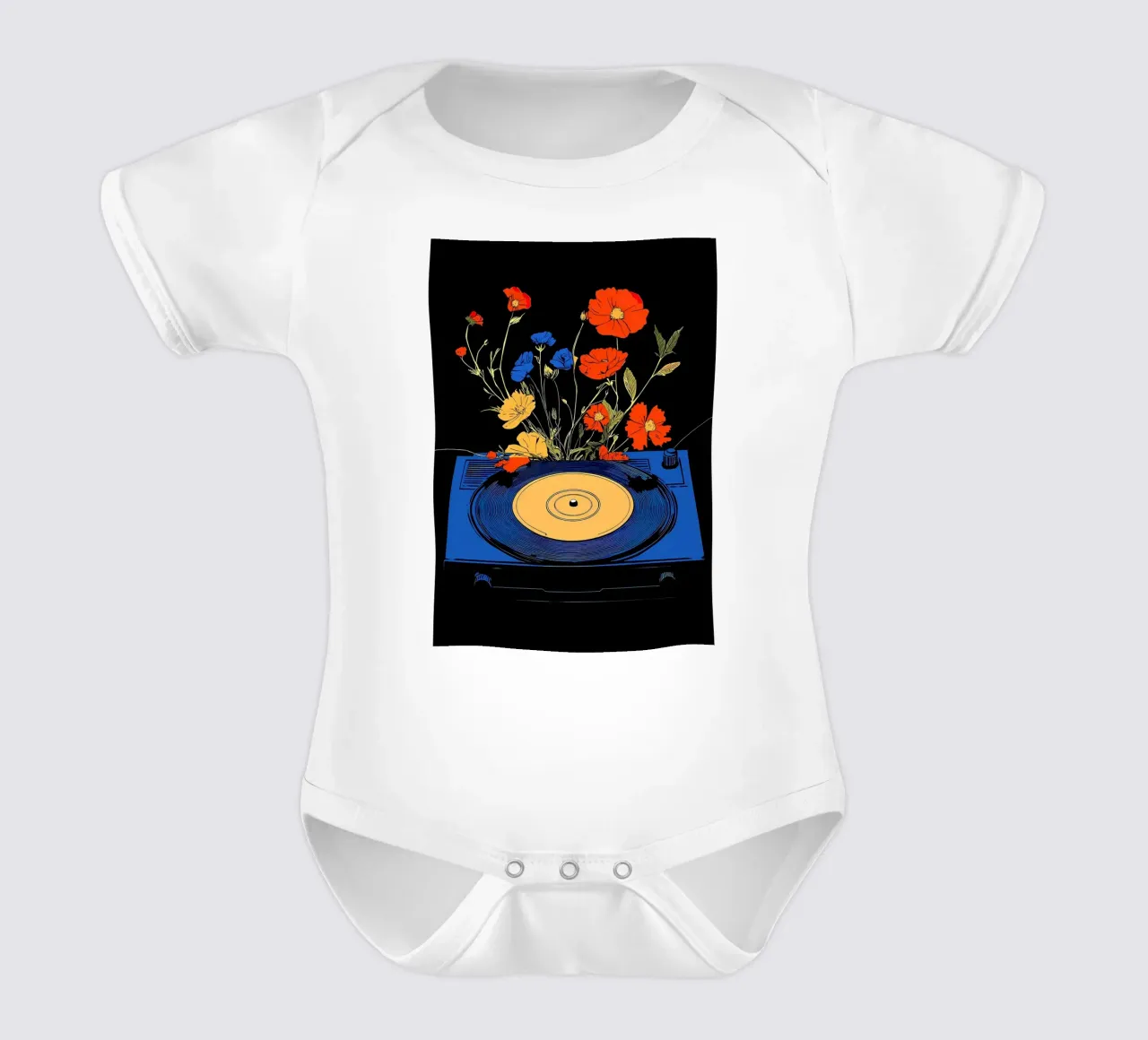 Disco in vinile con fiori body neonato maniche corte da diedrich