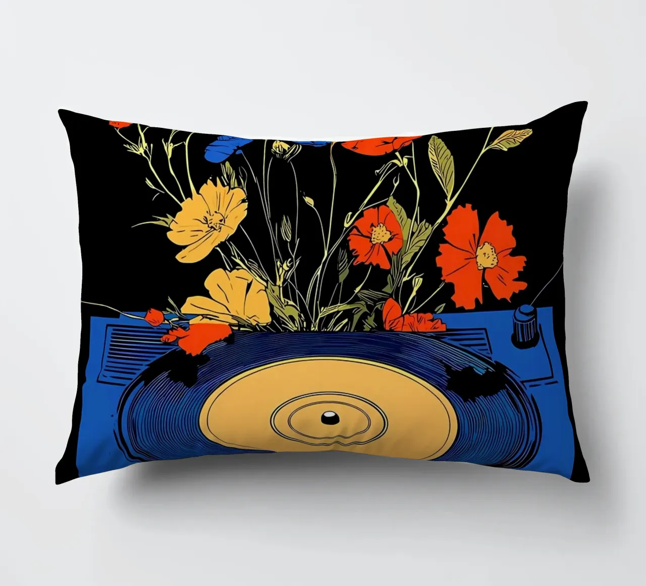 Disco in vinile con fiori cuscino da diedrich