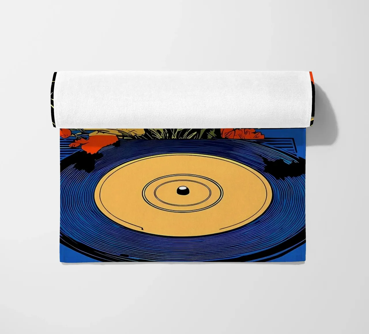 Disco in vinile con fiori telo mare da diedrich
