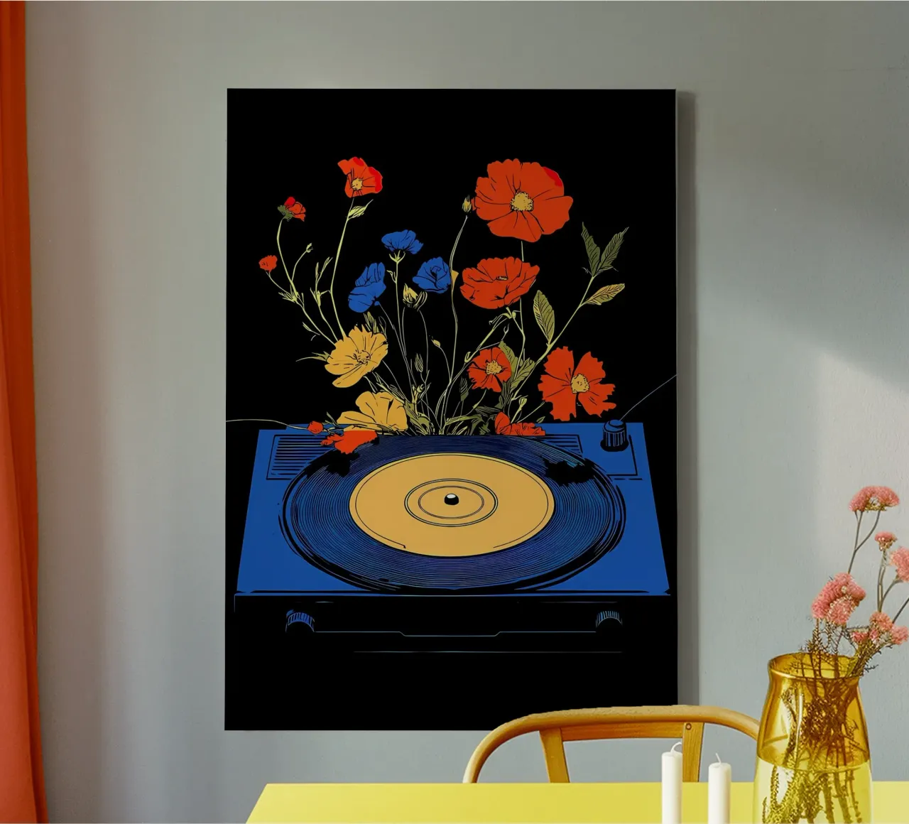 Vinyl Record with Flowers canvas by diedrich