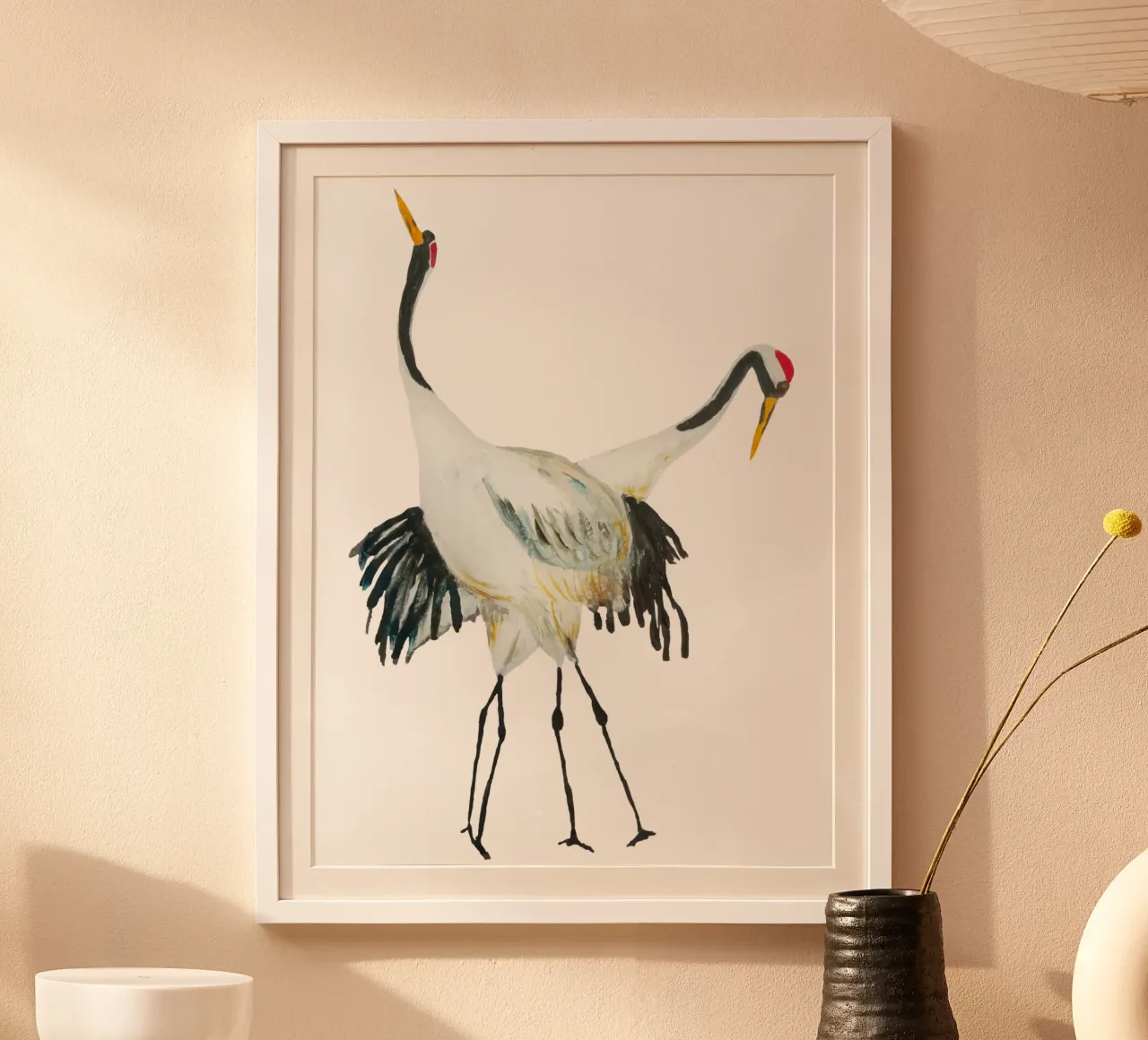 Japanese cranes poster con telaio in plastica da Femke Zwaan
