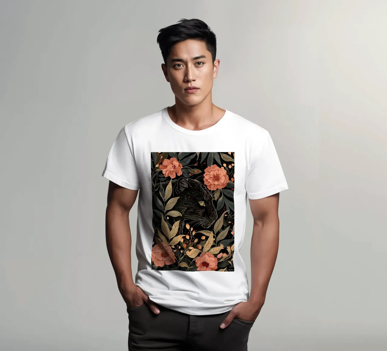 Pantera Nera in fiore t-shirt da diedrich