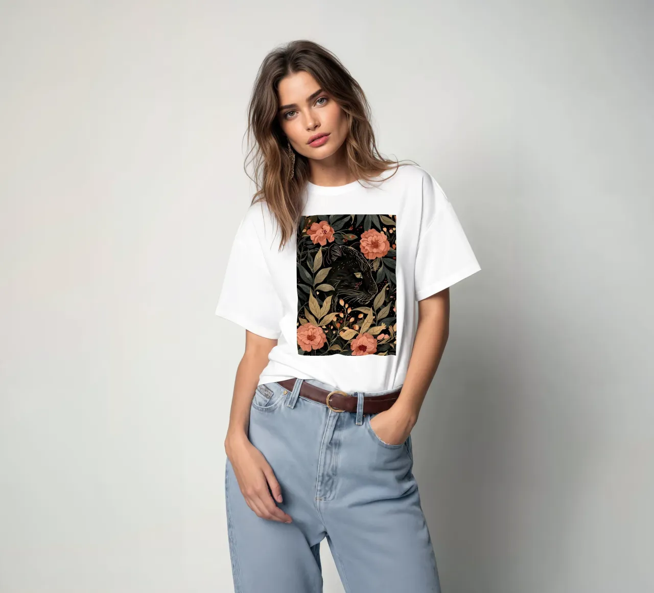 Pantera Nera in fiore t-shirt da diedrich