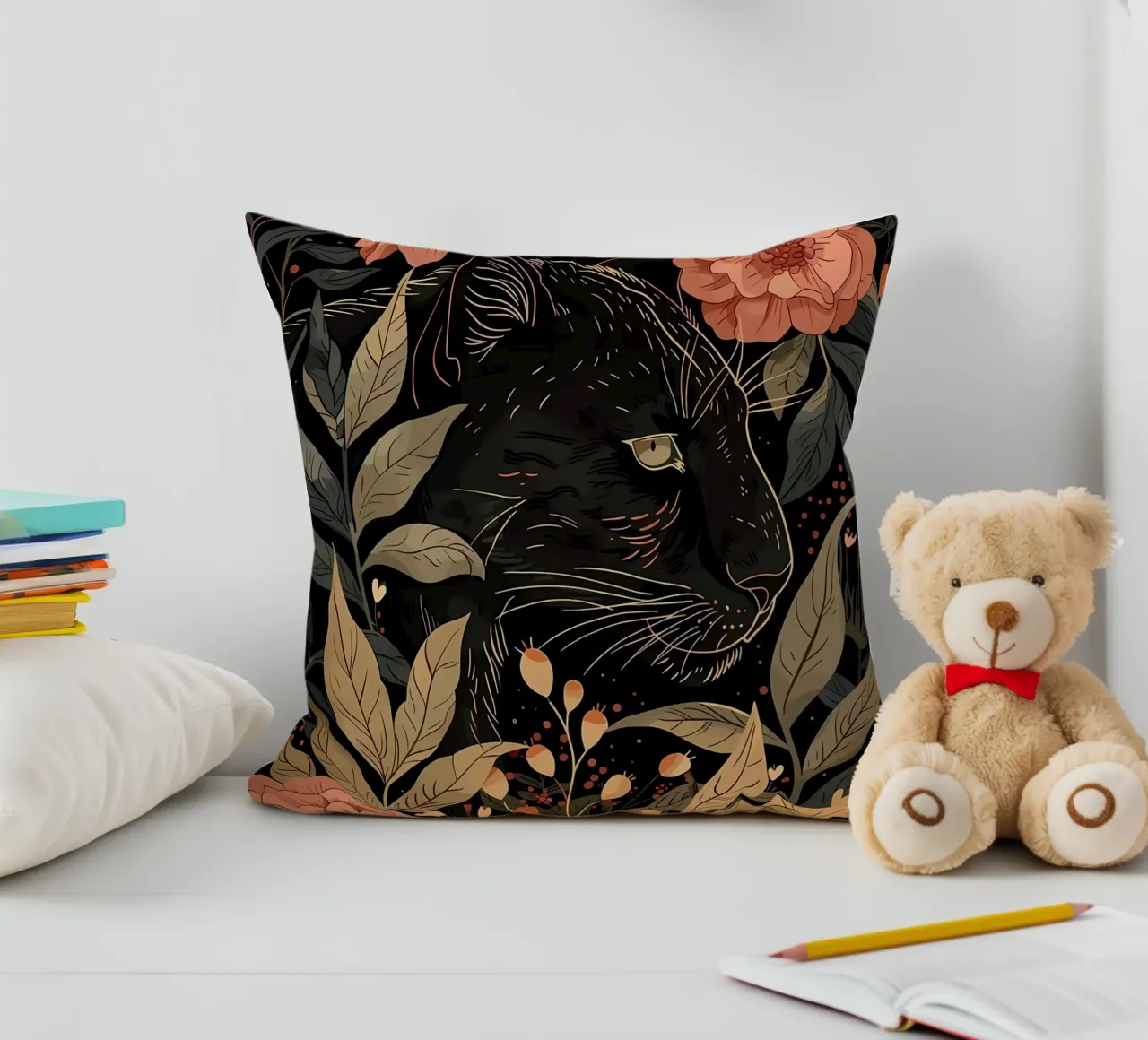 Pantera Nera in fiore cuscino da diedrich
