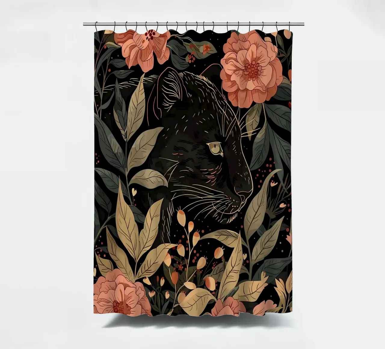 Pantera Nera in fiore tenda da doccia da diedrich