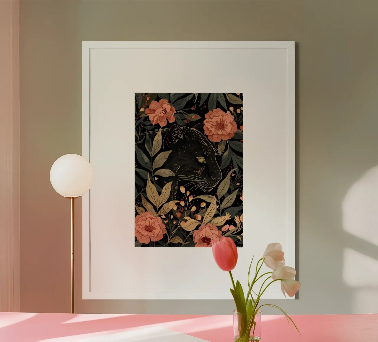 Pantera Nera in fiore carta hahnemühle da diedrich