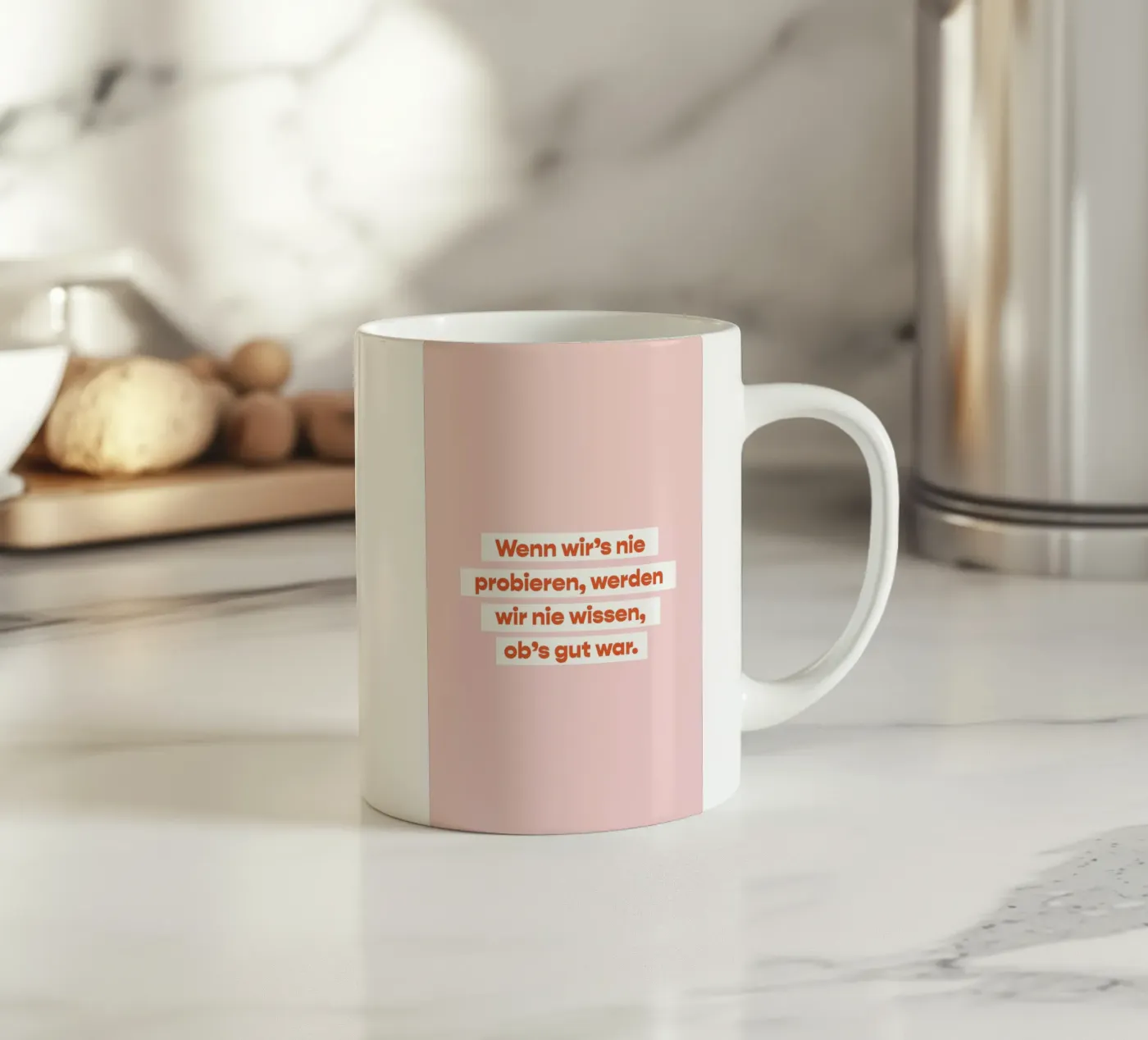 Ausprobieren ceramic mug by vonkopfbisfuss x JUNIQE