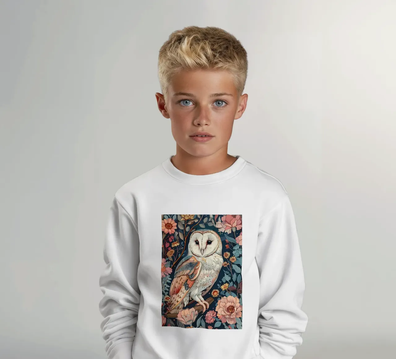 Chouette effraie en fleurs sweat enfant de diedrich