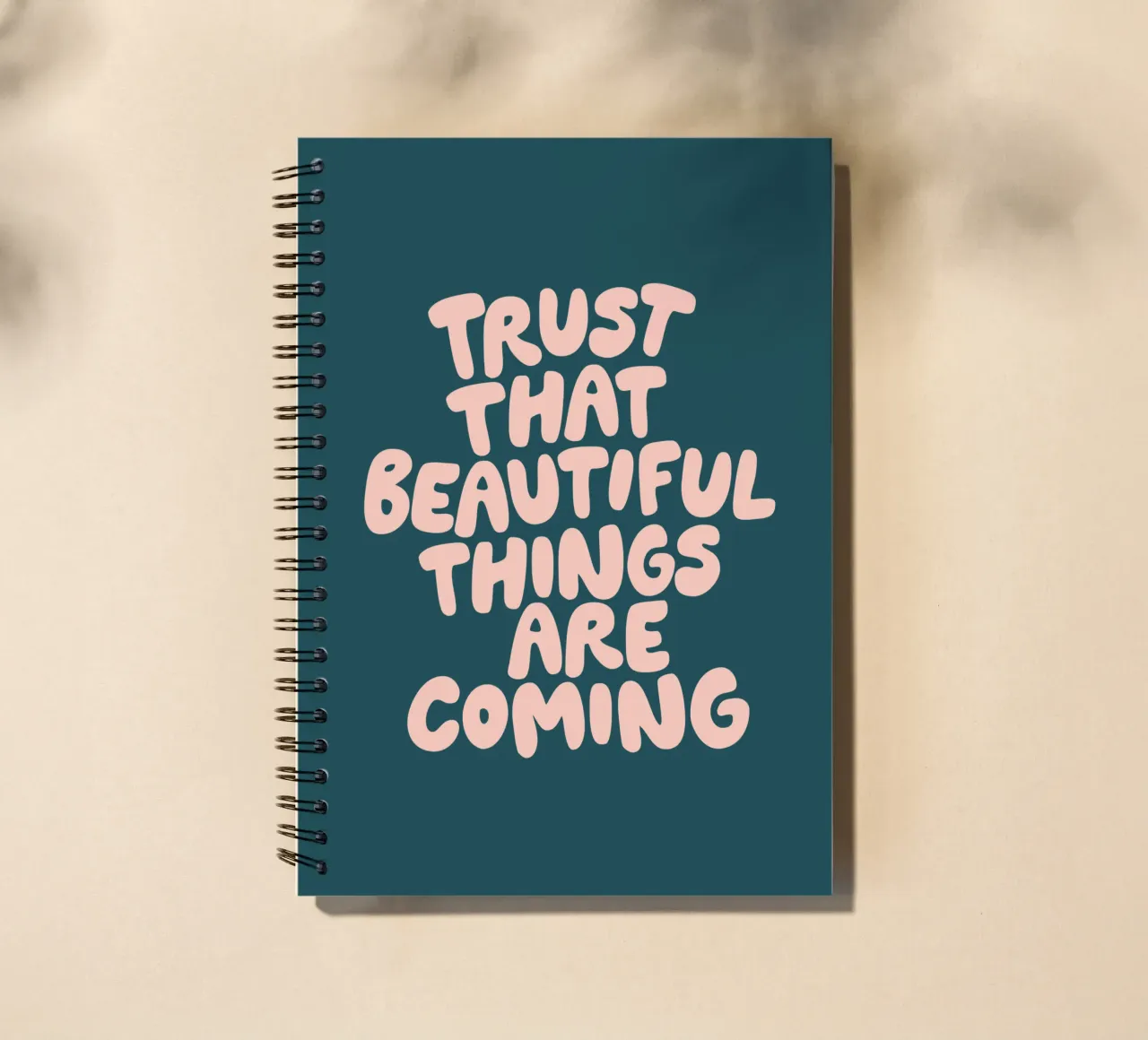 Trust That Beautiful Things Are Coming Happy Modern Design spiral notebook by THE MOTIVATED TYPE