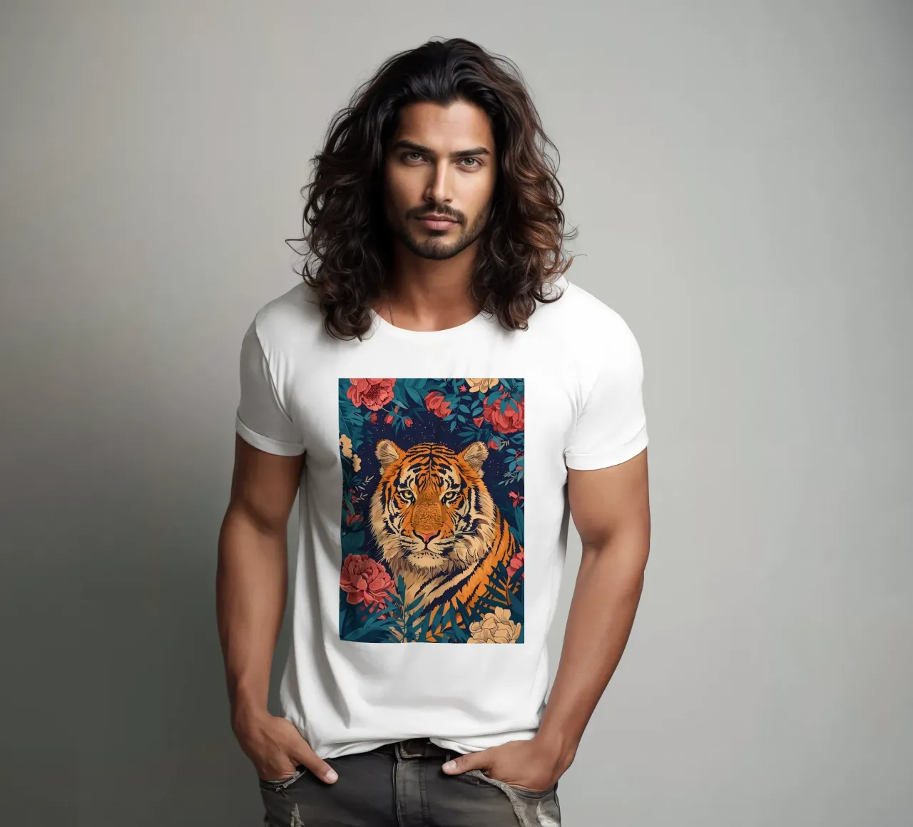 Tigre in fiore t-shirt da diedrich