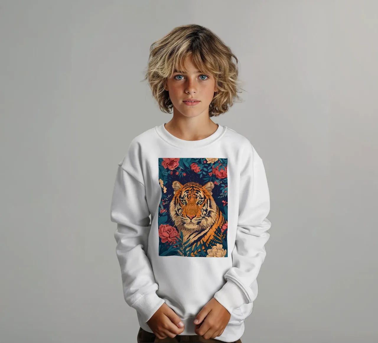 Tigre in fiore felpa bambino da diedrich