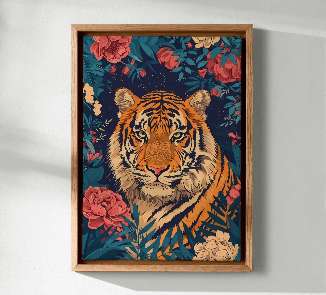 Tigre in fiore tela con Cornice a cassetta da diedrich
