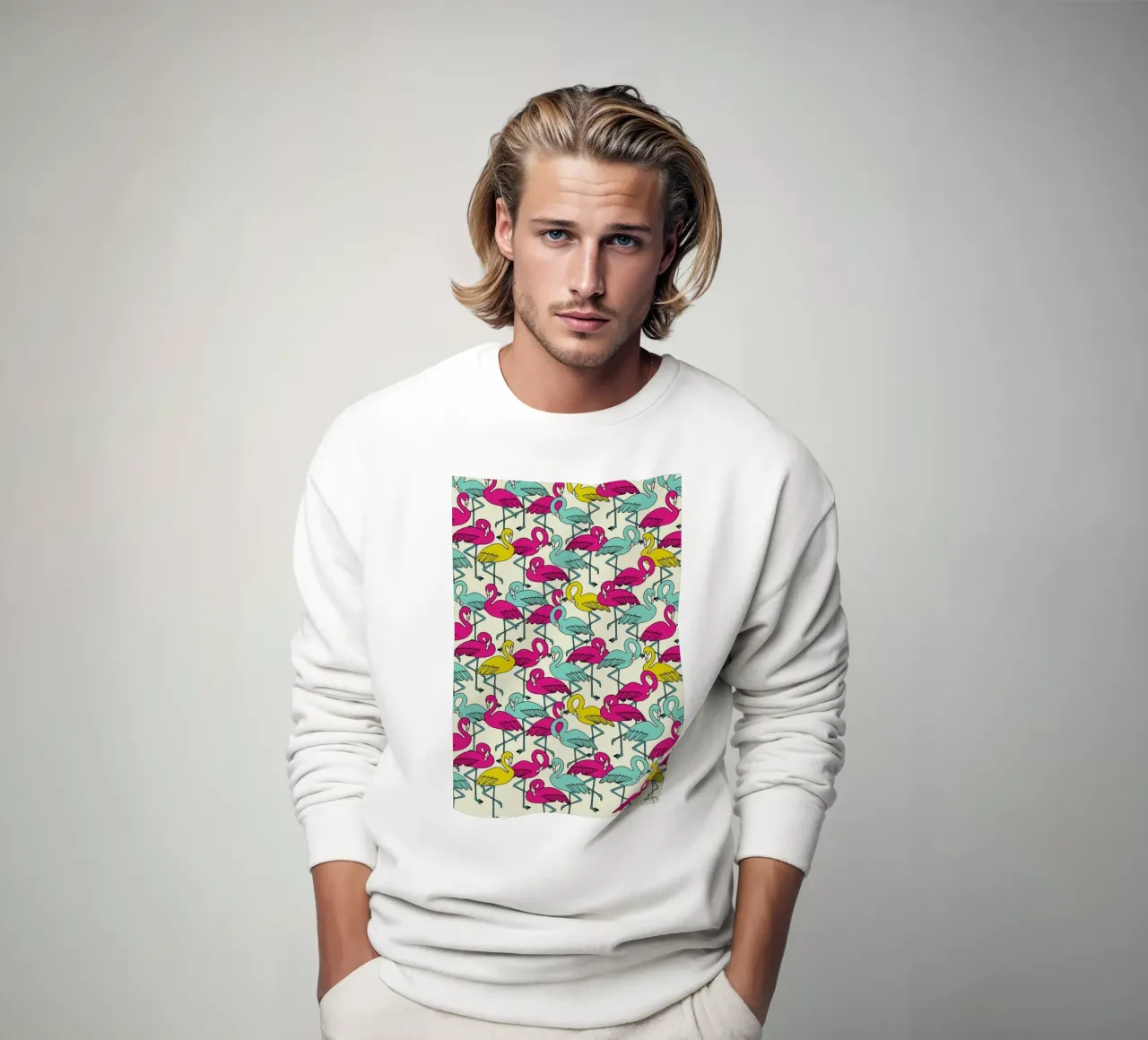 Wrapping Paper Flamingos Sweatshirt von a Love Supreme