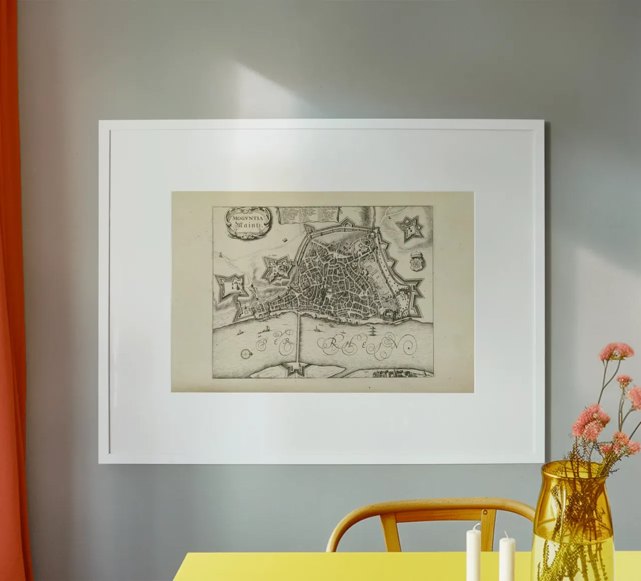 Mainz, Germany, 1657 - 1690 poster con telaio in legno da Artokoloro Quint Lox Ltd