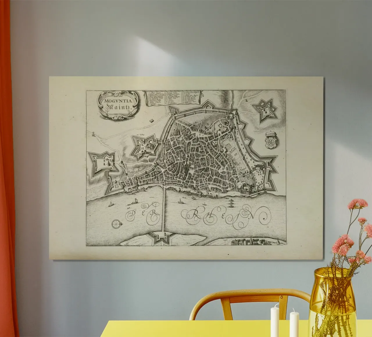 Mainz, Germany, 1657 - 1690 poster con telaio in legno da Artokoloro Quint Lox Ltd