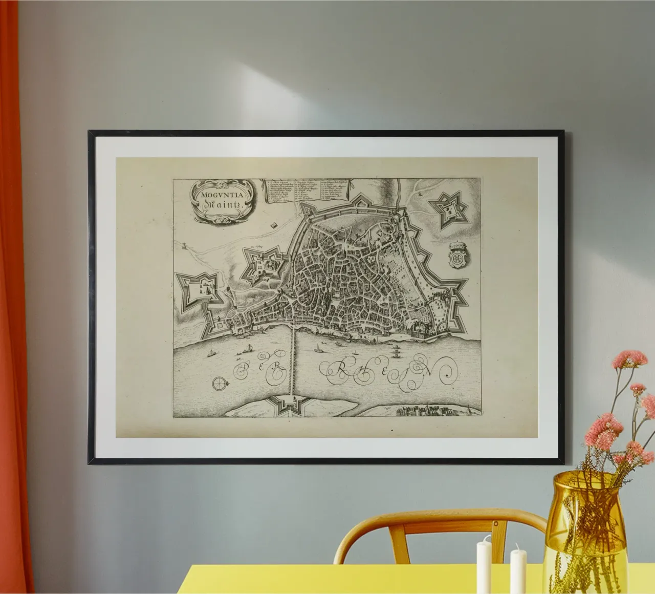 Mainz, Germany, 1657 - 1690 poster con telaio in legno da Artokoloro Quint Lox Ltd