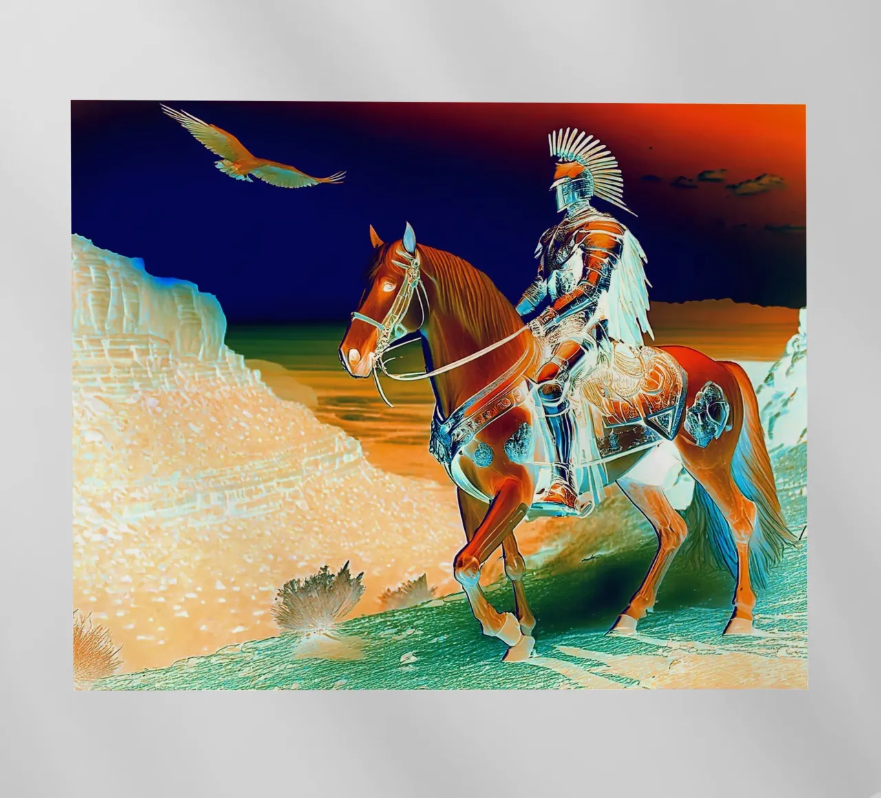 CHEVALIER SUR UN CHEVAL. DESSIN. pellicola backlit da Thierry vobmann photography
