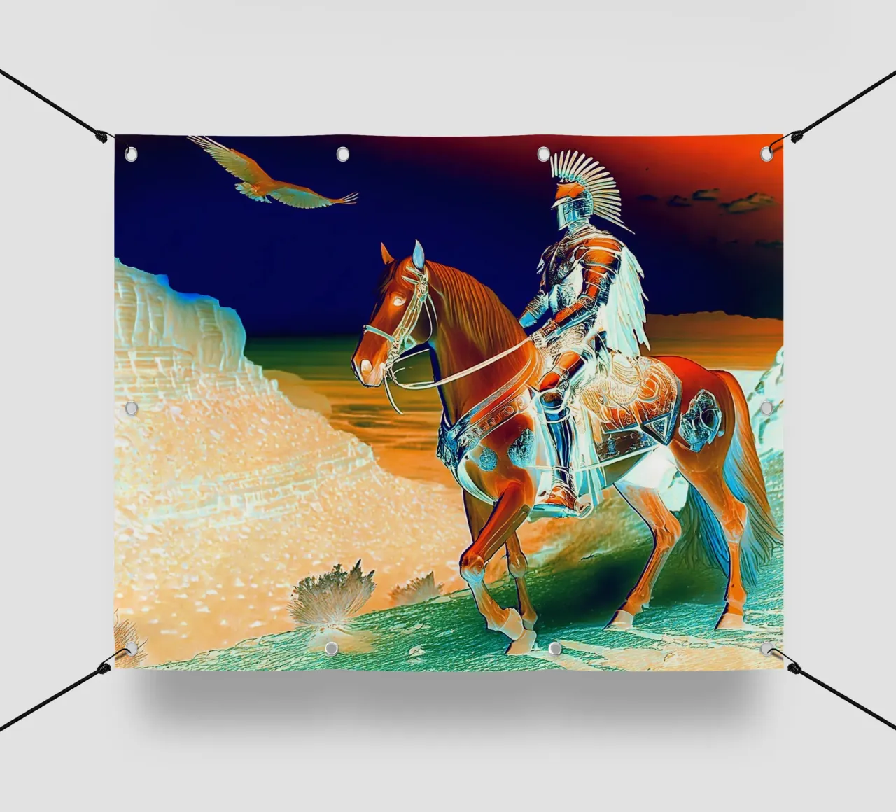 CHEVALIER SUR UN CHEVAL. DESSIN. telo in pvc da Thierry vobmann photography