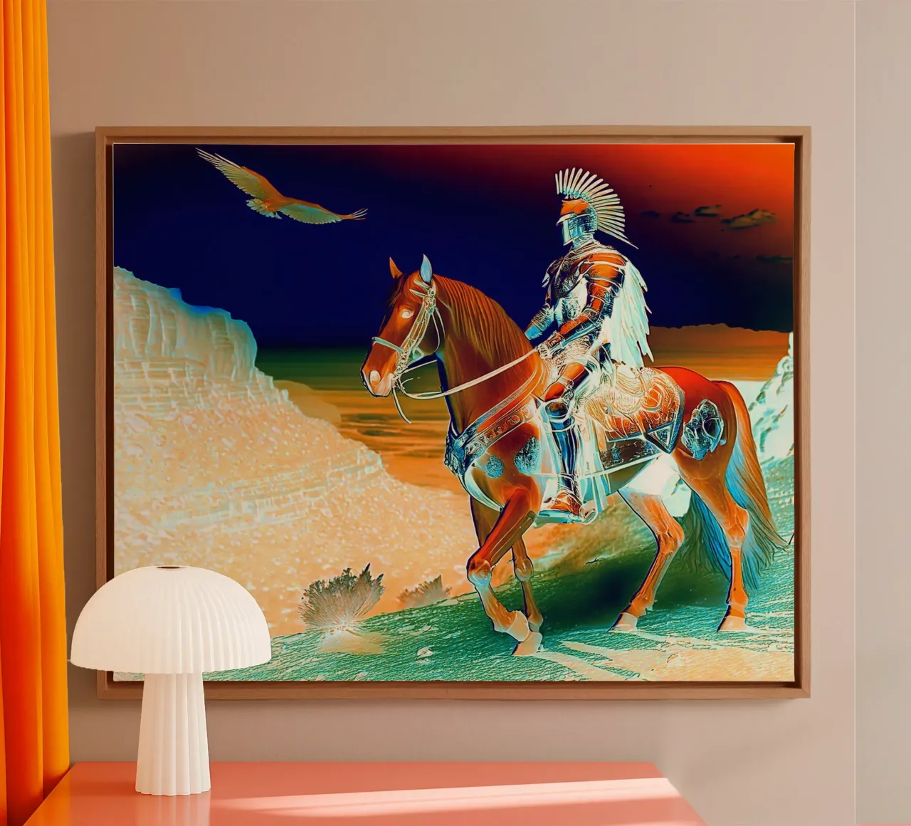 CHEVALIER SUR UN CHEVAL. DESSIN. canvas met Baklijst van Thierry vobmann photography