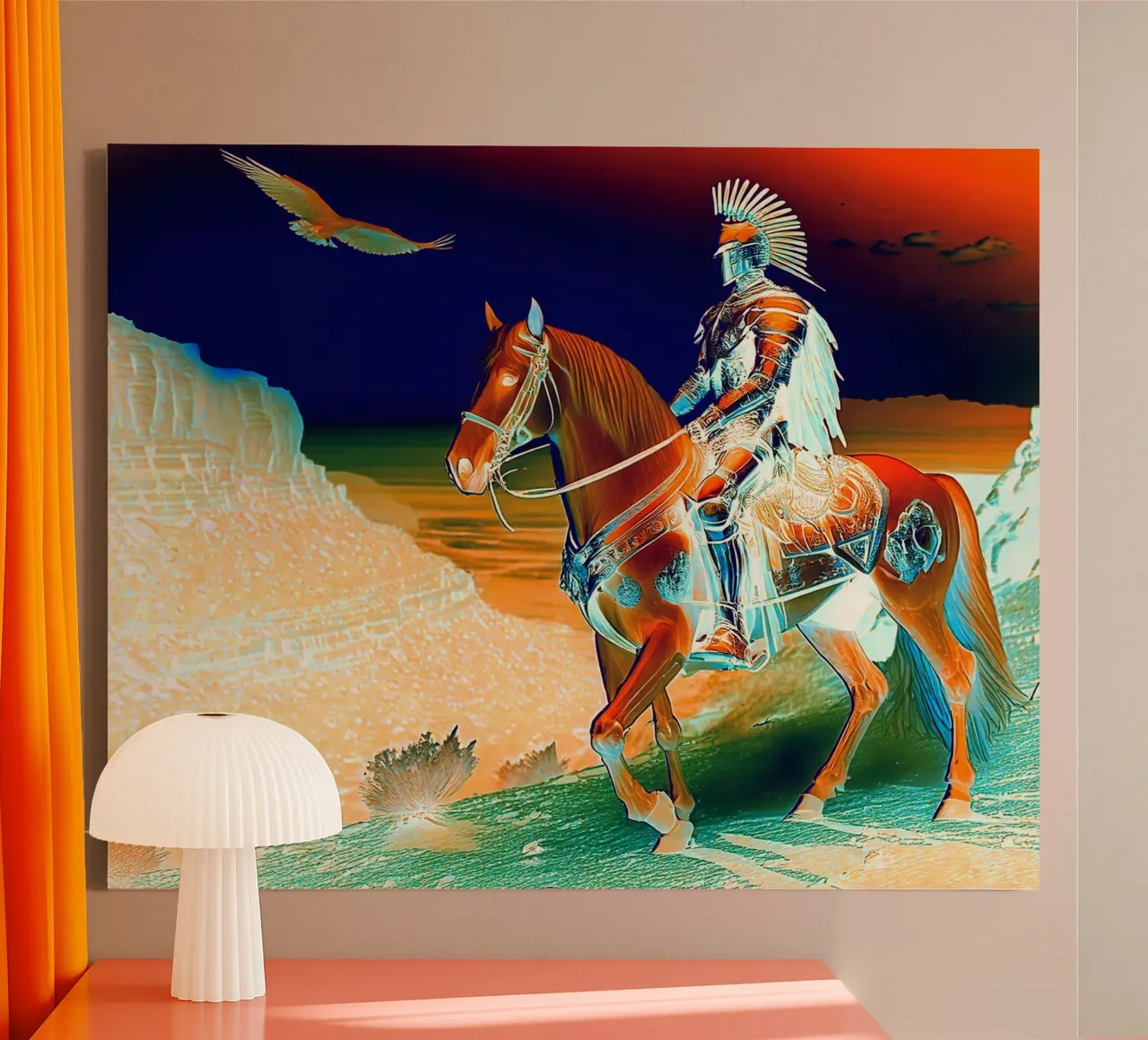 CHEVALIER SUR UN CHEVAL. DESSIN. canvas met Baklijst van Thierry vobmann photography