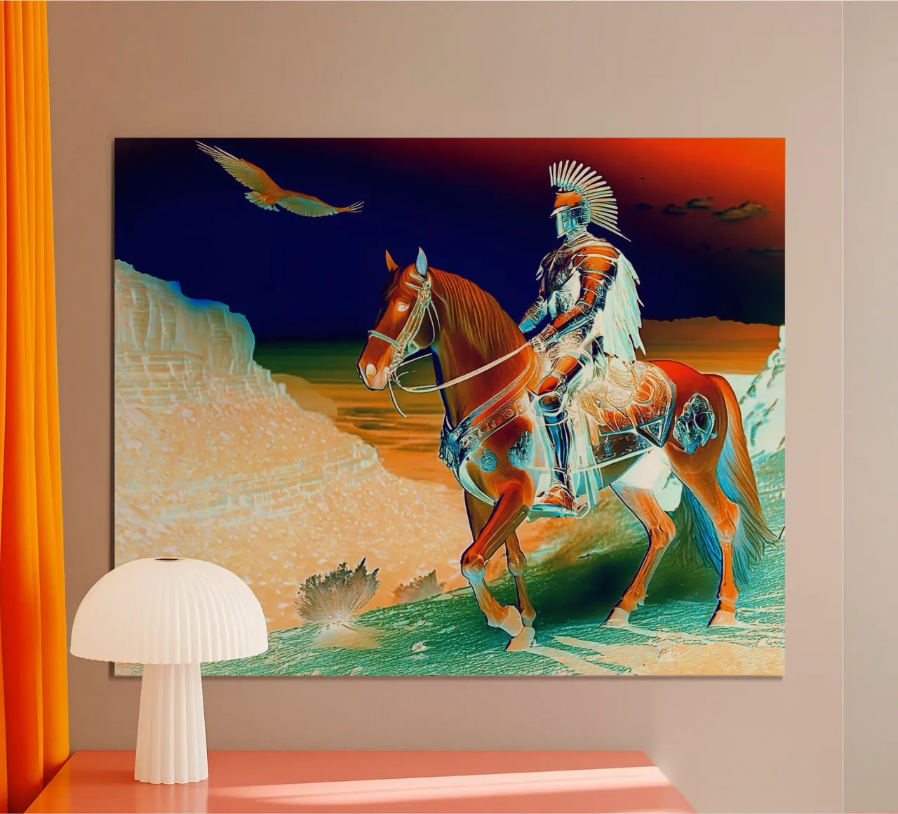 CHEVALIER SUR UN CHEVAL. DESSIN. poster con telaio in plastica da Thierry vobmann photography