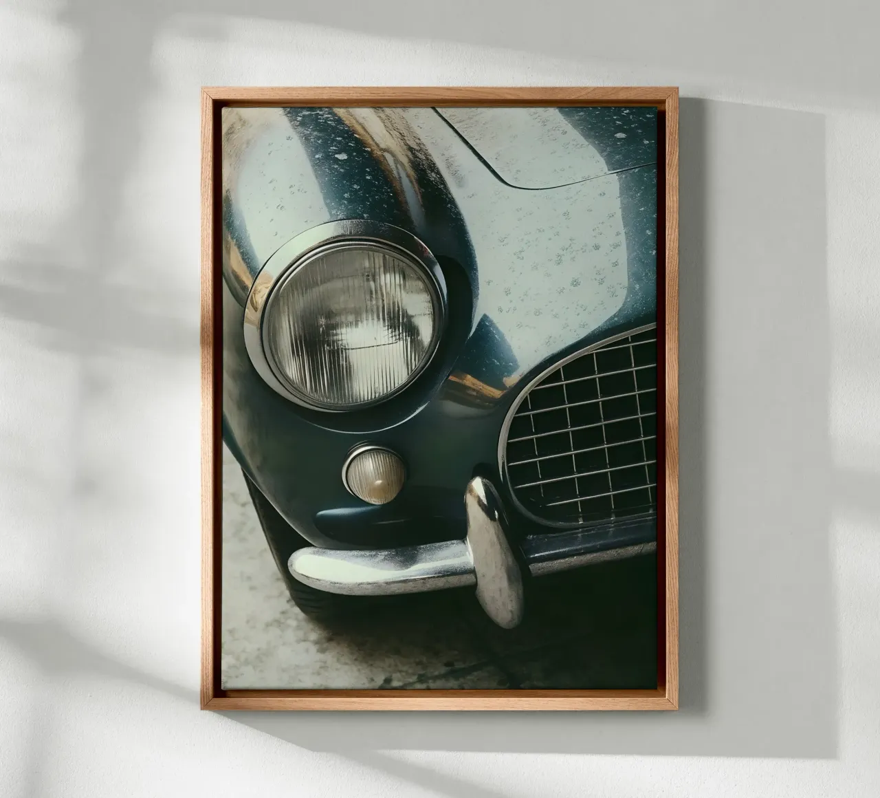 Oldtimer Details Leinwand mit Schattenfugenrahmen von CAR EDITION