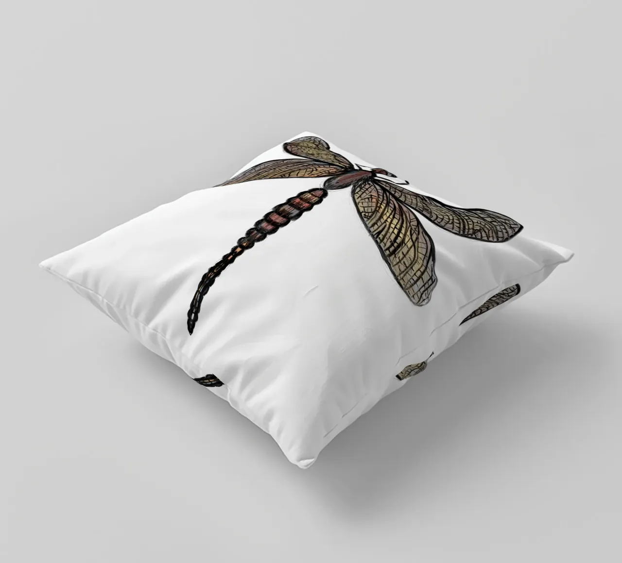 daily sketch dragonfly - 2 decorative cushion by words-in-frames
