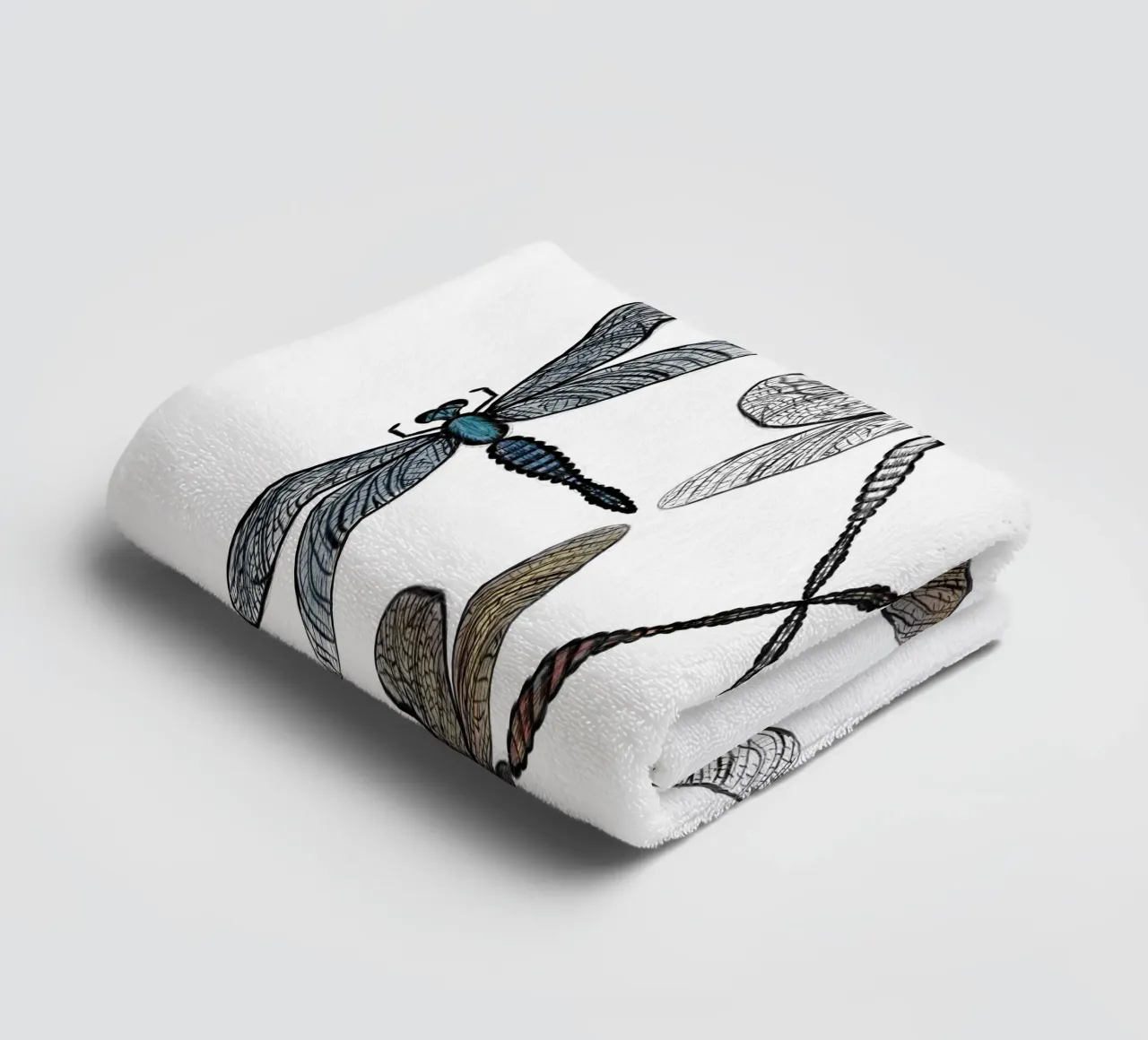 daily sketch dragonfly - 2 towel by words-in-frames