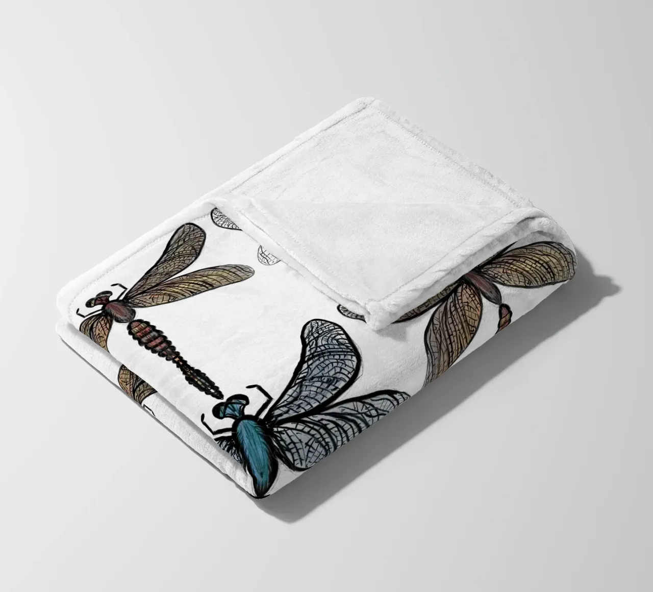 daily sketch dragonfly - 2 fleece blanket by words-in-frames