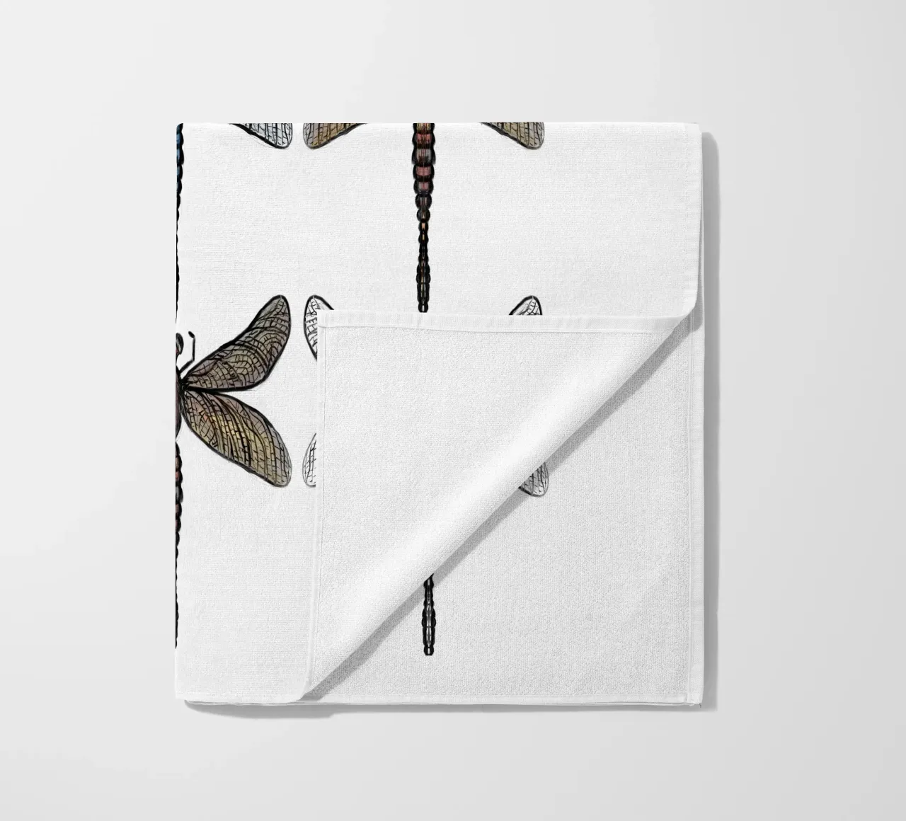 daily sketch dragonfly - 2 beach towel by words-in-frames