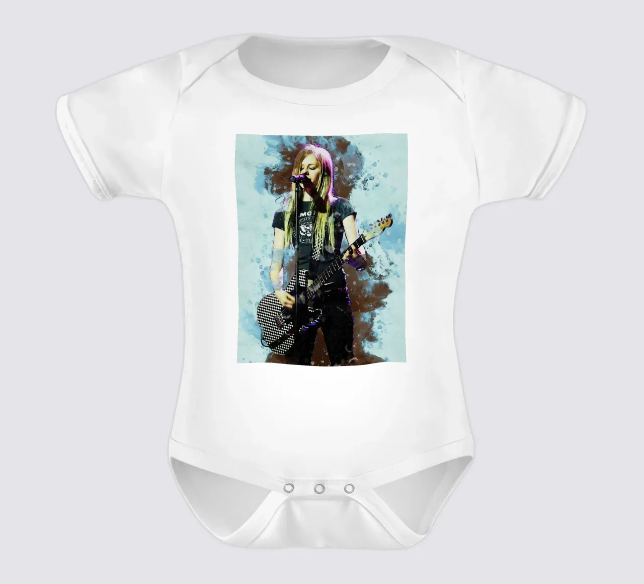 Smudge of Avril Lavigne short-sleeve baby romper by Gunawan Rb