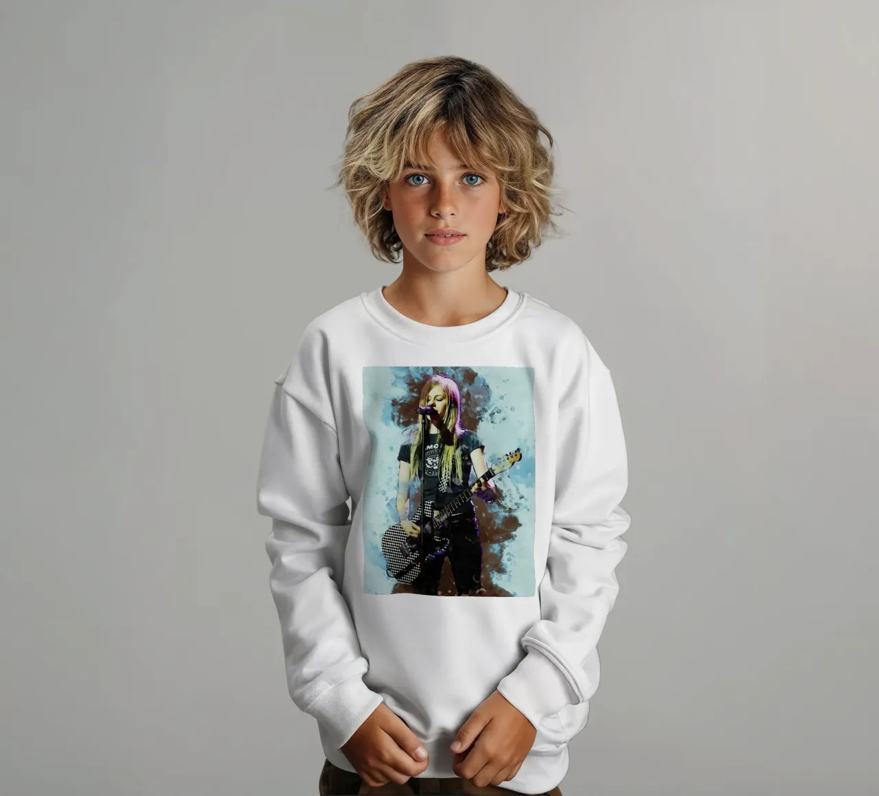 Smudge of Avril Lavigne kids sweatshirt by Gunawan Rb