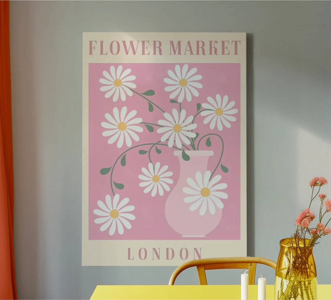 Mercato dei fiori di Londra Vintage Cute Cool tela con Cornice a cassetta da diedrich