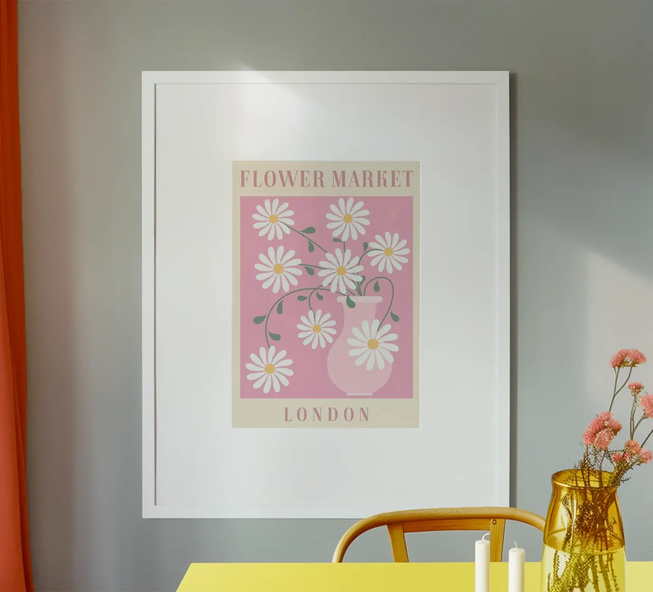 Mercato dei fiori di Londra Vintage Cute Cool poster con telaio in legno da diedrich