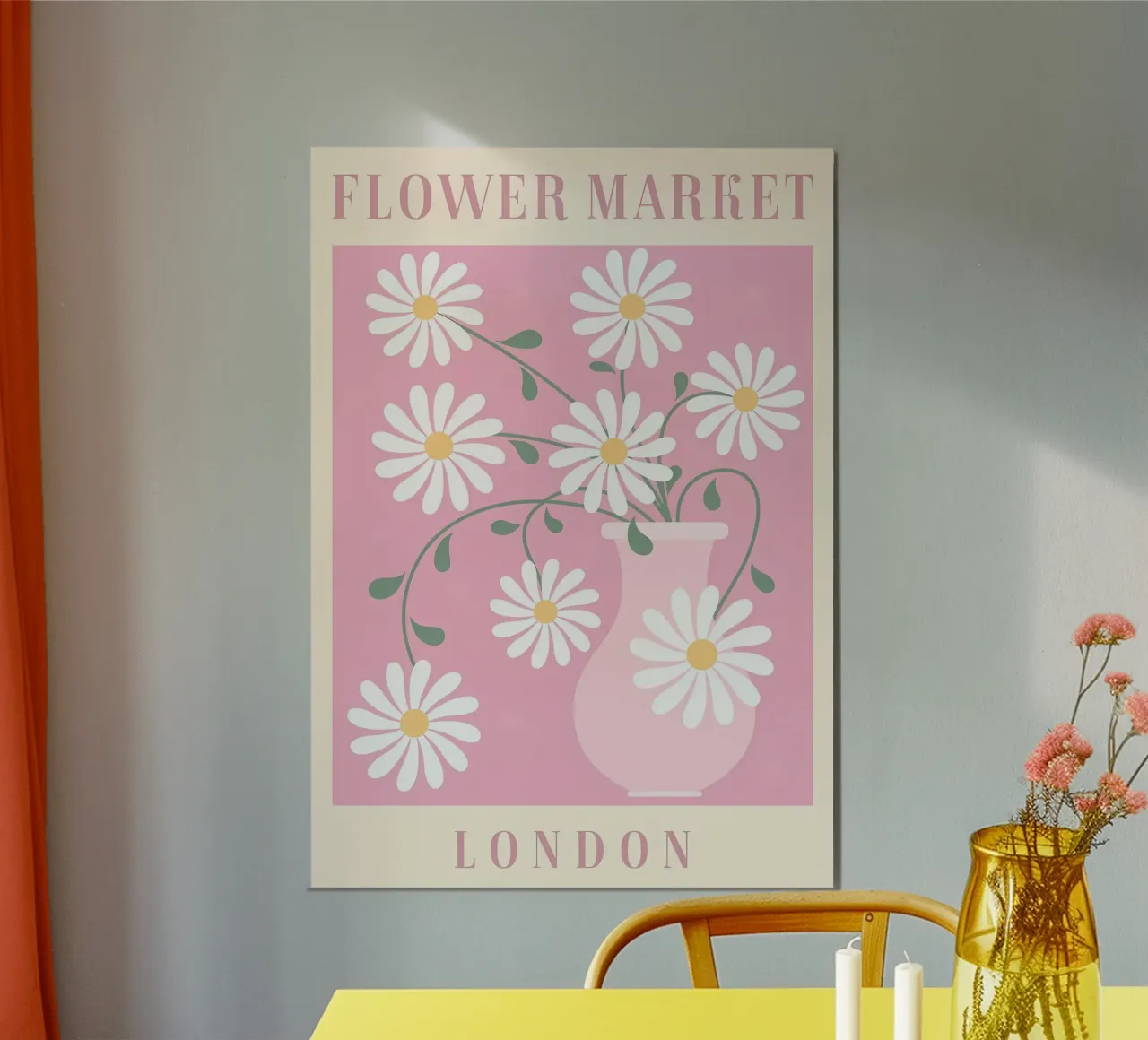 Mercato dei fiori di Londra Vintage Cute Cool poster con telaio in legno da diedrich