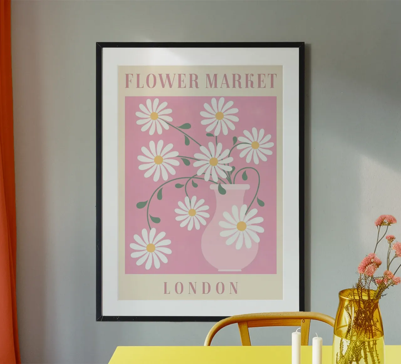 Mercato dei fiori di Londra Vintage Cute Cool poster con telaio in legno da diedrich