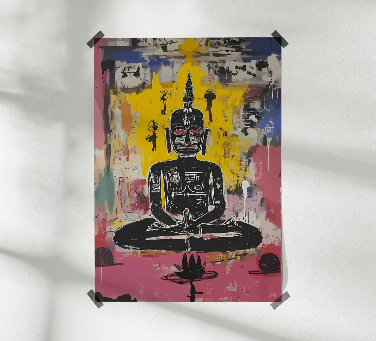 Arte in stile Buddha Basquiat poster con telaio in alluminio da diedrich