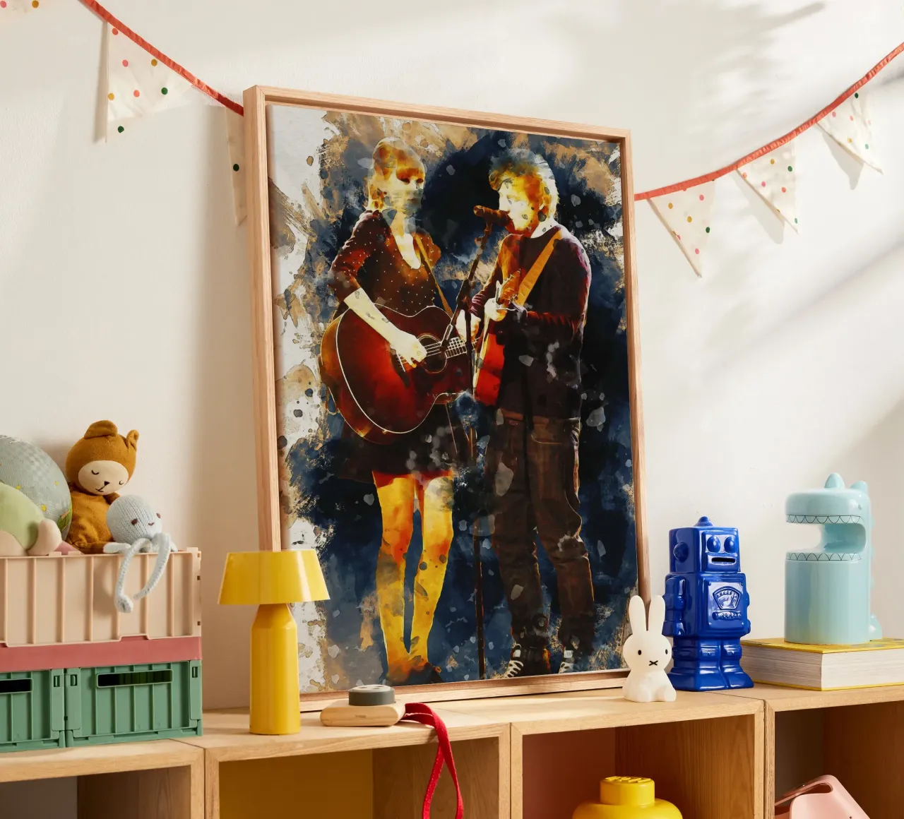 Smudge Of Taylor Swift and Ed Sheeran canvas by Gunawan Rb